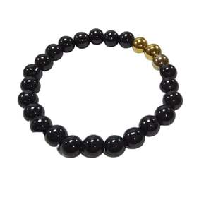 Bracelet en cristal, obsidienne noire et pyrite, perles rondes, 8 mm, pierres précieuses, mode, cadeau pour homme et femme, énergie - Product Image 2