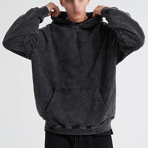 Sudadera con Capucha Extra Grande para Hombre, Estilo Vintage, Lavado Ácido, Mezcla de Algodón Grueso, para Uso Diario y Casual - Product Image 4