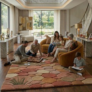 Modern Hand Tufted Pebble <b>Stone</b> Rug Botanical River Rock Carpet Plush Soft Nature Inspired Wool Area Rug Home Floor Decoration - Product Image 2
