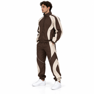 High Quality Men Tracksuit Windbreaker Full Zip <b>Jacket</b> Jogger Pants Set <b>Reflective</b> Piping Custom Men's Outdoor Activewear Suit - Product Image 5