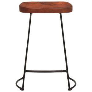 Ensemble de 2 tabourets de bar en bois de manguier naturel massif, taille standard, au design élégant - Product Image 4