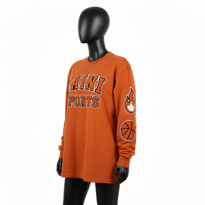 Womens Long Sleeve T Shirt GSM Thick Cotton Jersey <b>Rust</b> Brown Sports Graphic Applique Print Custom Logo long sleeve shirt Cotton - Product Image 4