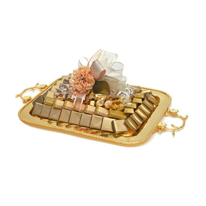 Plateau à chocolat ovale élégant, plateau de service en métal poli argenté de la plus haute qualité, plateau à dessert pour occasions spéciales, prix bas - Product Image 5