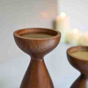 Porte-bougie rond en bois massif fait main avec impression personnalisée et support pour table à manger, centre de table de mariage, décoration intérieure - Product Image 5