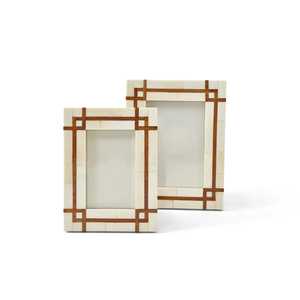 Handcrafted Geometric Bone Inlay Wooden Photo <b>Frame</b> Set Chevron Pattern Tabletop Standing <b>Picture</b> <b>Frame</b> Wholesale - Product Image 3