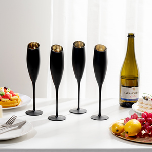 Mypift แก้วแชมเปญขอบมุมสีดำด้าน & สีทอง-แก้วไวน์ปิ้งหรูหรา (ชุด4ชิ้น) - Product Image 5