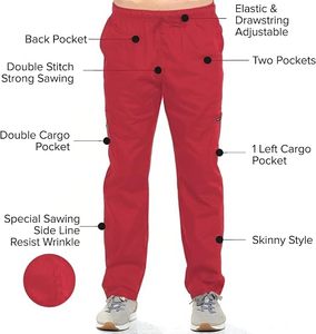 Ensemble de blouses médicales rouges pour femmes, manches courtes, col en V, coton et polyester tissé, uniforme d'hôpital pour les professionnels de la santé - Product Image 6
