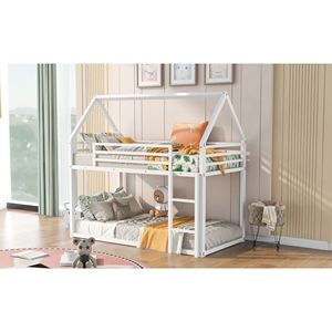 Letto a castello bianco a due piazze con scaletta integrata per bambini - Product Image 3
