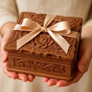 Affordable Wooden <b>Memory</b> <b>Box</b> for Jewelry, Special Gifts, Wedding Keepsakes and Personal Treasures with Elegant Decorative Carved - Product Image 4