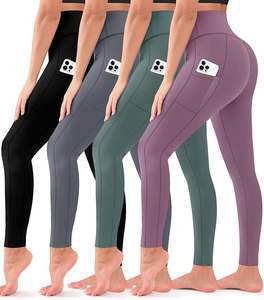 Leggings de yoga sin costuras color granate de secado rápido para mujer, 100% algodón, cintura alta, con logo personalizado, pantalones ajustados para mujer en venta - Product Image 3