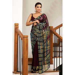 Conjunto de Saree de diseñador para mujer con bordado de lentejuelas arcoíris elegante - Product Image 2