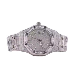 Reloj Hip Hop de Lujo para Hombre, Completamente Cubierto con Diamantes Moissanite, con Acero Inoxidable y Claridad VVS, de la India - Product Image 1
