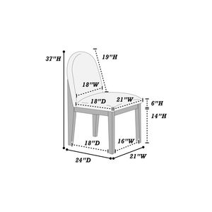 2 chaises de salle à manger confortables en tissu blanc, siège et dossier rembourrés, avec support ergonomique, design de chaise d'appoint - Product Image 5
