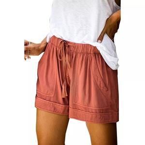 Shorts pour femmes à taille haute élastique avec lacets, décontractés, amples, pour l'extérieur, légers, avec impression de logo personnalisée - Product Image 6