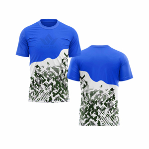 Maillot de football bleu géométrique pour homme, sublimé, manches courtes, anti-humidité, séchage rapide, coupe athlétique, uniforme de football personnalisé pour équipe - Product Image 1