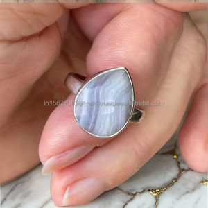 Anillo de ágata de encaje azul de la mejor calidad, anillo de Plata de Ley 925, anillo de ágata de encaje azul, Plata de Ley sólida, ágata de encaje azul de alta calidad - Product Image 5