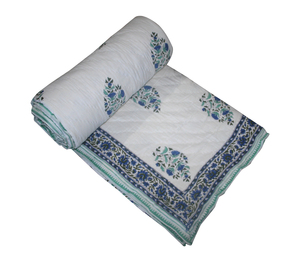 Couette légère, réversible, moelleuse, respirante, durable, toutes saisons, avec un magnifique design coloré, imprimée à la main, en coton de Jaipur, Rajai - Product Image 2
