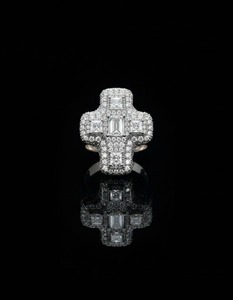 Hip Hop <b>Cross</b> <b>Ring</b> Iced Out Diamond Look 925 Sterling <b>Silver</b> or 10K 14K Gold Finish Luxury Religious Statement Jewelry <b>Ring</b> - Product Image 4