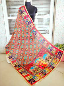 Nouveau Fantaisie À La Main Broderie Miroir Travail Pakistanais Soie Dupattas Bohème Broderie À La Main Coloré Dupattas Pour Les Femmes Vêtements - Product Image 2