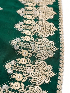 Écharpe de Soirée pour Femme en Mousseline Brodé, Motif Coquillage Doré, Bordure Large en Dentelle, Imprimé Personnalisé, 12 Couleurs, Vente en Gros, OEM ODM Personnalisable - Product Image 2