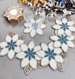 Handmade Beaded <b>Coasters</b> <b>Set</b> Luxury Table Decor Durable Drink Mats Perfect for Coffee Tea and Home Entertaining 6 Piece <b>Set</b> - Product Image 2