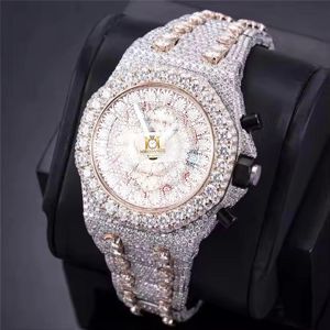 Reloj de Lujo Automático de Cuarzo Elite con Detalles de Moissanita Plateada, Piedras VS1 de Corte Brillante, Diseño Hip Hop, Ecológico - Product Image 4