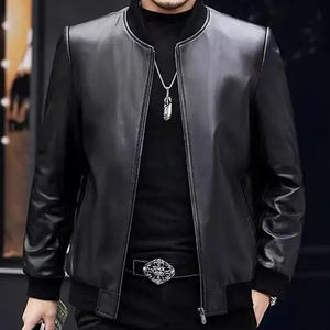 แจ็คเก็ตหนังแท้กันน้ำสีดำเรียบง่ายสำหรับผู้ชาย  แจ็คเก็ตหนังลำลองทันสมัยสำหรับฤดูหนาว  เสื้อคลุมผู้ชาย  CP-MLJ-01 - Product Image 4