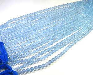 Top Grade Natural Blue Topaz Gemstone Beads 6mm Faceted Rondelle Shape 10" Inch Strand Center <b>Drill</b> Gems Valley BH Model - Product Image 6