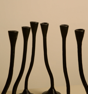 Ensemble de porte-bougies coniques modernes en métal noir, support décoratif pour bougies de table, décoration minimaliste pour mariage, dîner, maison - Product Image 2