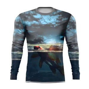 Men's Cotton Long Sleeve <b>Fish</b> Photo Print T-<b>Shirt</b> O-Neck Quick Dry Knitted 320g Casual Outdoor Wear - Product Image 2
