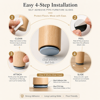 Patins de protection adhésifs en PTFE de 30 mm pour pieds de table, chaise et armoire