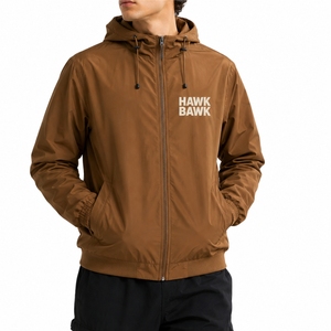 Veste coupe-vent à capuche pour homme, fermeture éclair sur le devant, capuche réglable, poignets élastiques, poche latérale, coutures soignées - Product Image 1