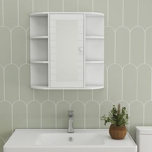 Armadietto da Bagno a Parete con Specchio, 6 Ripiani Aperti e 3 Regolabili per Organizzazione e Conservazione - Product Image 6