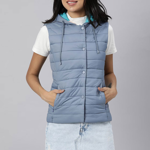 Chaleco Acolchado para Mujer, Casual, Sin Mangas, Aislante, Transpirable, Ecológico, con Botones, Diseño Sólido, Cuello Alto, Ajuste Cómodo - Product Image 1