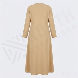 Ensemble Abaya Deux Pièces pour Femme en Polyester, Haut à Manches Longues et Pantalon, Col Fendu, Motif Dessiné à la Main, Grande Taille, Tenue Islamique Modeste - Product Image 2