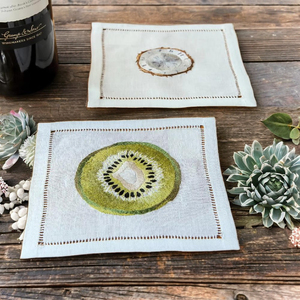 Servilletas de Cóctel de Lino con Diseño de Kiwi y Coco – Servilletas Reutilizables 100% Lino Natural, Diseño de Frutas Tropicales para Bar, Fiesta - Product Image 4