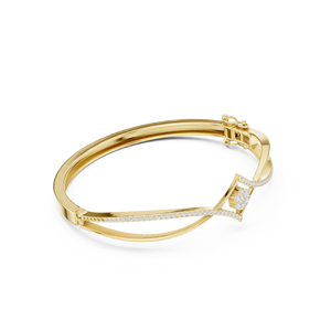 Bracelet ouvert en or jaune de luxe avec diamants de laboratoire, bijoux élégants et raffinés pour femmes - Product Image 4