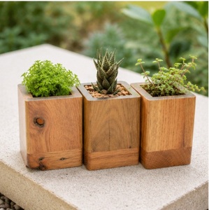 Maceta de Madera Hecha a Mano para Suculentas, Maceta de Madera Maciza para Escritorio, para Cactus Pequeños de Interior, Decoración Moderna y Ecológica para el Hogar - Product Image 6