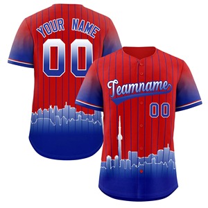 Maillot de baseball personnalisé à manches courtes, respirant, avec ourlet dégradé classique pour les vêtements de sport d'équipe, uniforme de baseball - Product Image 4