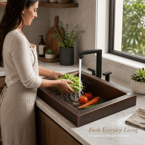 Lavabo rectangulaire en cuivre martelé fait main, vasque de luxe à poser sur comptoir, lavabo en cuivre design pour la maison et l'hôtel - Product Image 3