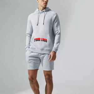 Conjunto de Sudadera con Capucha y Pantalones Cortos de Dos Piezas con Logotipo Personalizado, Ropa Urbana para Hombre, 100% Algodón, Ligero y Transpirable - Product Image 6