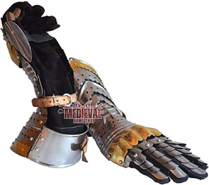 Par de Guantes de Acero Góticos Medievales con Forro de Cuero, Acabado Antiguo Pulido, para Deportes, Reenactamiento, Disfraz, Día de San Valentín - Product Image 6