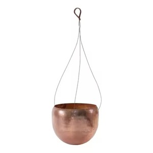 Maceta colgante con acabado de latón, estilo rústico vintage, con asa de anillo, para flores y plantas verdes, maceta colgante. - Product Image 6