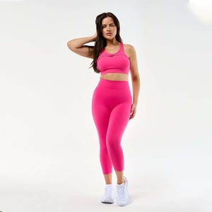 Ensemble 2 pièces rose personnalisé pour femme, best-seller, avec crop top et leggings taille haute extensibles et doux, dotés d'une poche et d'une ceinture zippée - Product Image 6