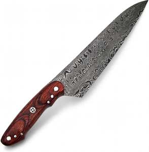 Cuchillo de Cocina Artesanal de Acero de Damasco con Mango de Madera de Palisandro, Herramienta Culinaria para Rebanar - Product Image 4