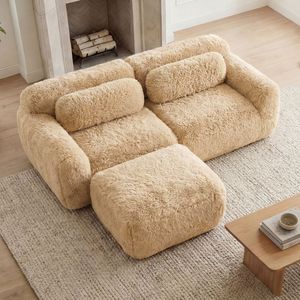 Divano a L Ergonomico Senza Struttura in Tessuto Morbido e Soffice, Spugna ad Alta Densità 32D, Chaise Longue Senza Necessità di Montaggio per Soggiorno - Product Image 2