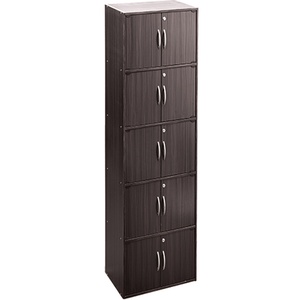 Armario de Almacenamiento Minimalista de 10 Puertas con Cerradura, en Color Cappuccino Laminado, Organizador para Oficina en Casa - Product Image 1