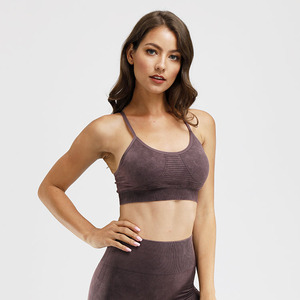 Women's Light <b>Blue</b> Seamless Sports <b>Bra</b> Scoop Neck Racerback Medium Support Yoga Workout Top Breathable Solid Color - Product Image 2