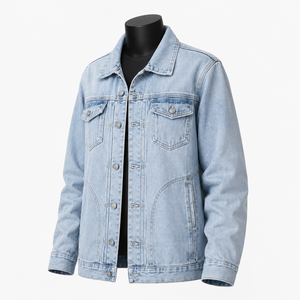 Chaqueta de Mezclilla Azul Claro Lavada Personalizada para Hombre, Chaqueta Vaquera Clásica Estilo Trucker, Ropa Casual Urbana, Fabricante OEM ODM - Product Image 3