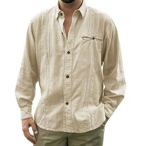 Camicia da <span class=keywords><strong>uomo</strong></span> autunnale <span class=keywords><strong>in</strong></span> <span class=keywords><strong>lino</strong></span> e cotone, tinta unita, a maniche lunghe, con colletto a risvolto e bottoni, vestibilità ampia, per tutti i giorni - Product Image 5